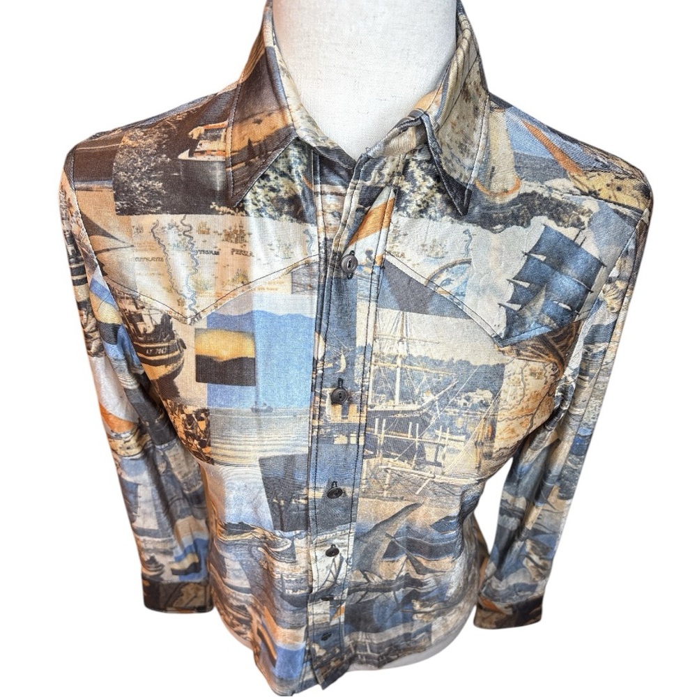 70’s vintage sailing maritime button down